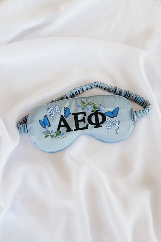 Light Blue Butterflies Sleep Mask - Alpha Epsilon Phi