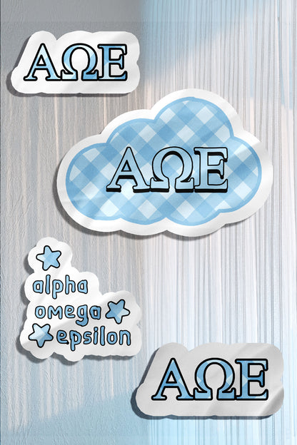Blue Theme Waterproof Sorority Stickers
