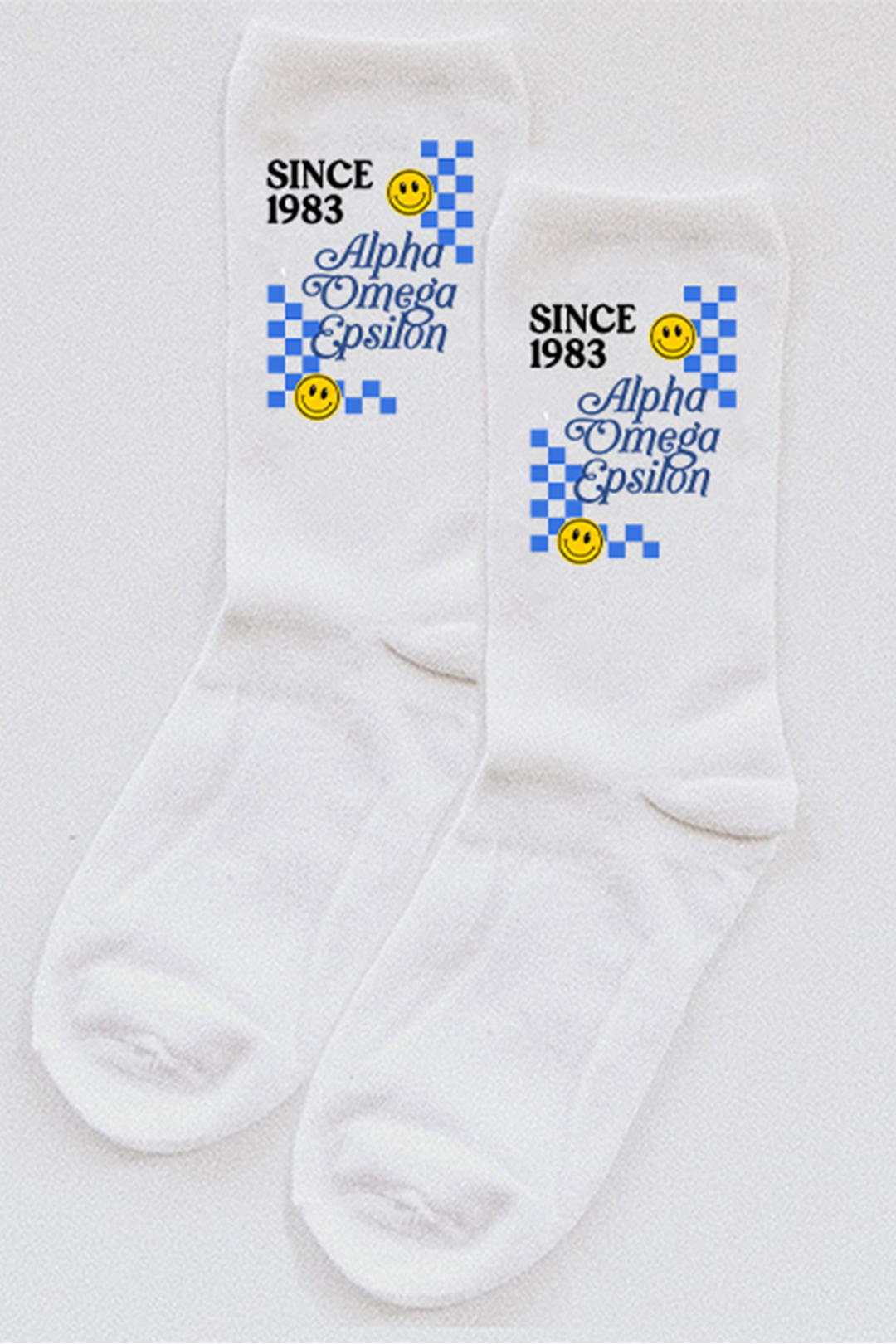 Blue Checkered socks - Alpha Omega Epsilon
