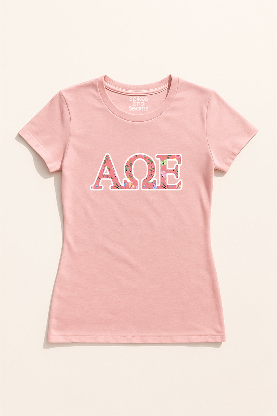 Pink Floral Greek Letter Tee - Alpha Omega Epsilon