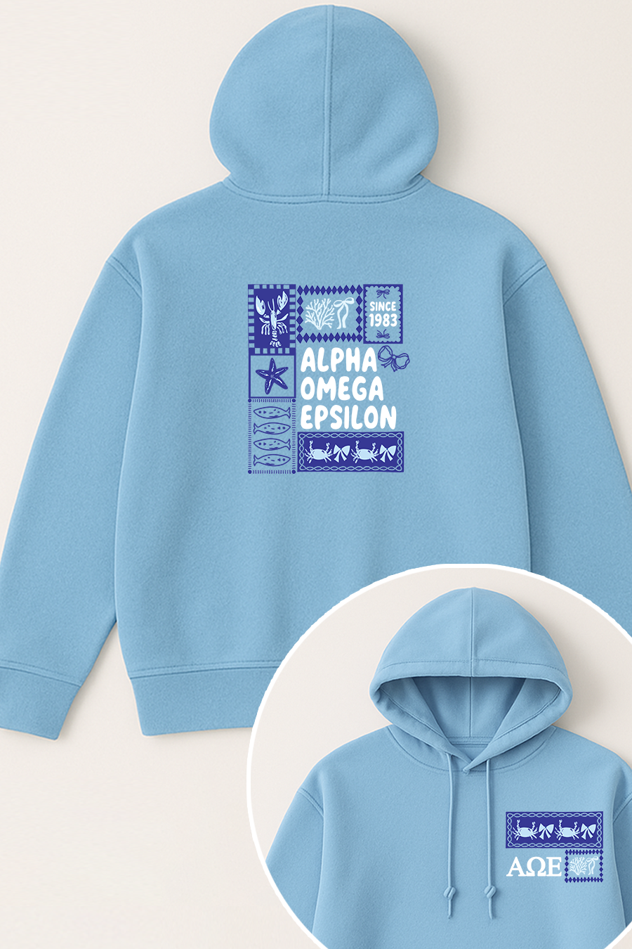 Blue Sorority Coquette Hoodie