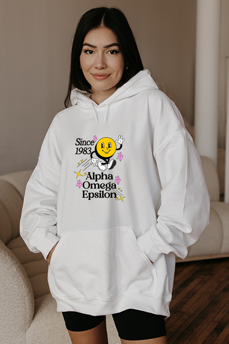 Walking Smiley hoodie - Alpha Omega Epsilon