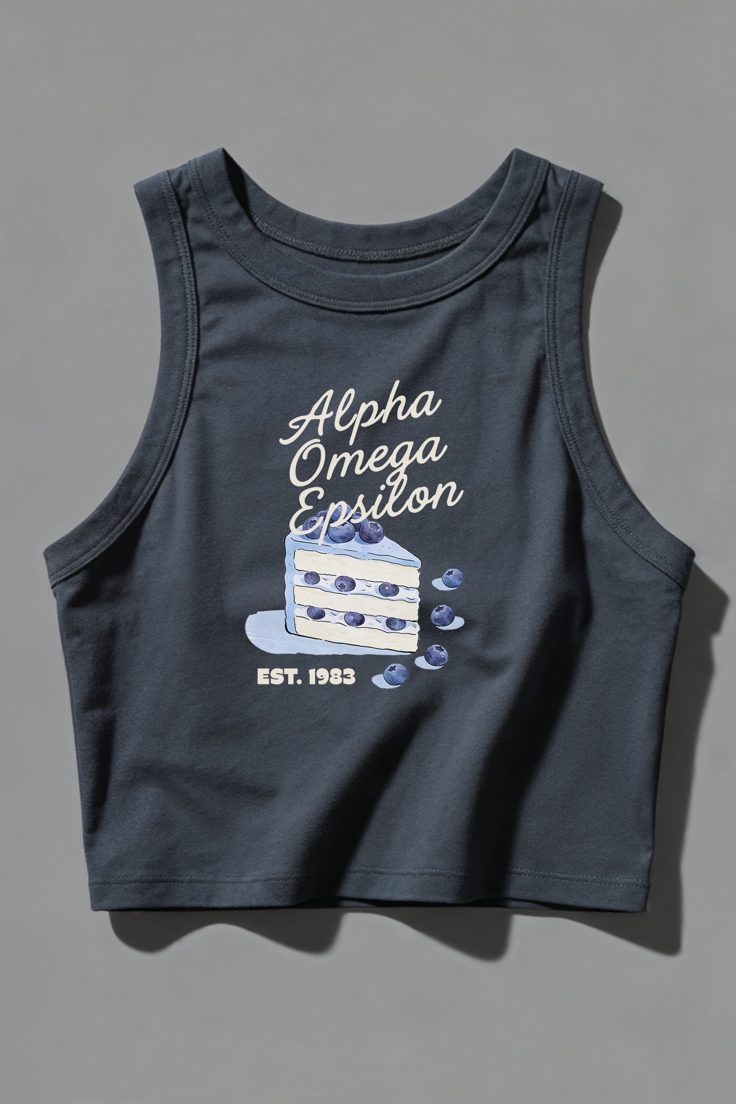 Blueberry Cake Sorority Micro Tank - Alpha Omega Epsilon - Spikes and Seams Greek