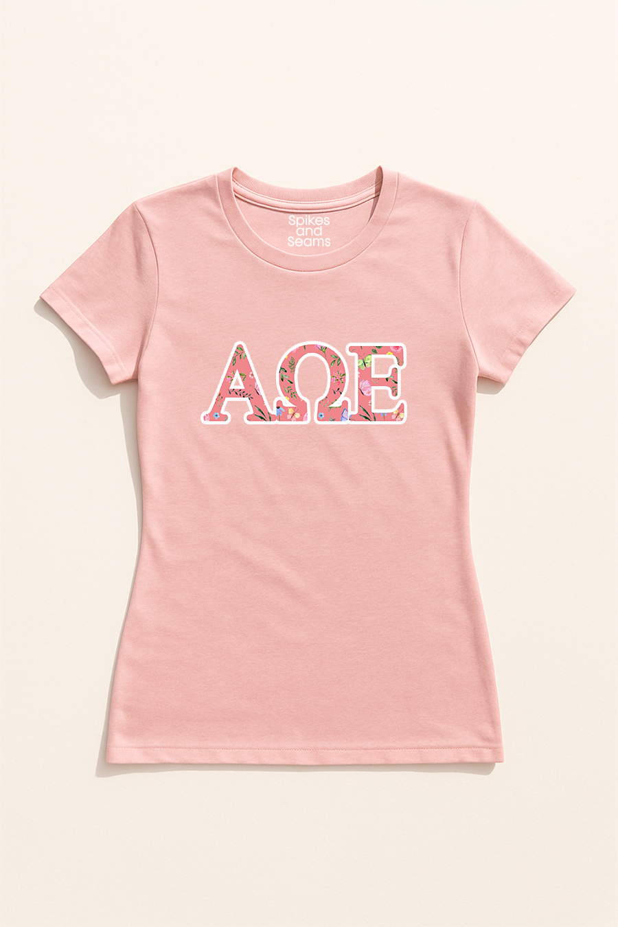 Floral Greek Letter Tee - Pink