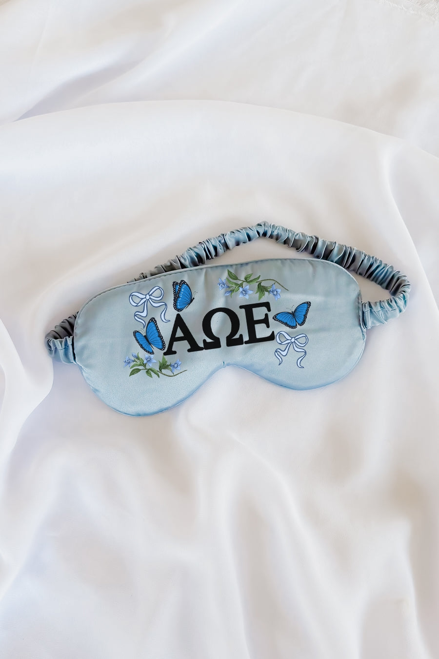 Light Blue Butterflies Sleep Mask - Alpha Omega Epsilon