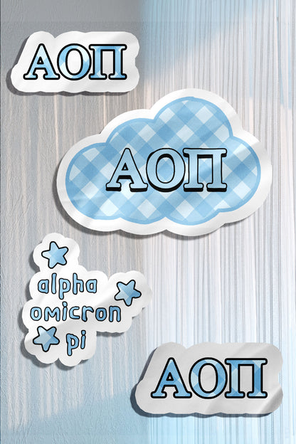 Blue Theme Waterproof Sorority Stickers
