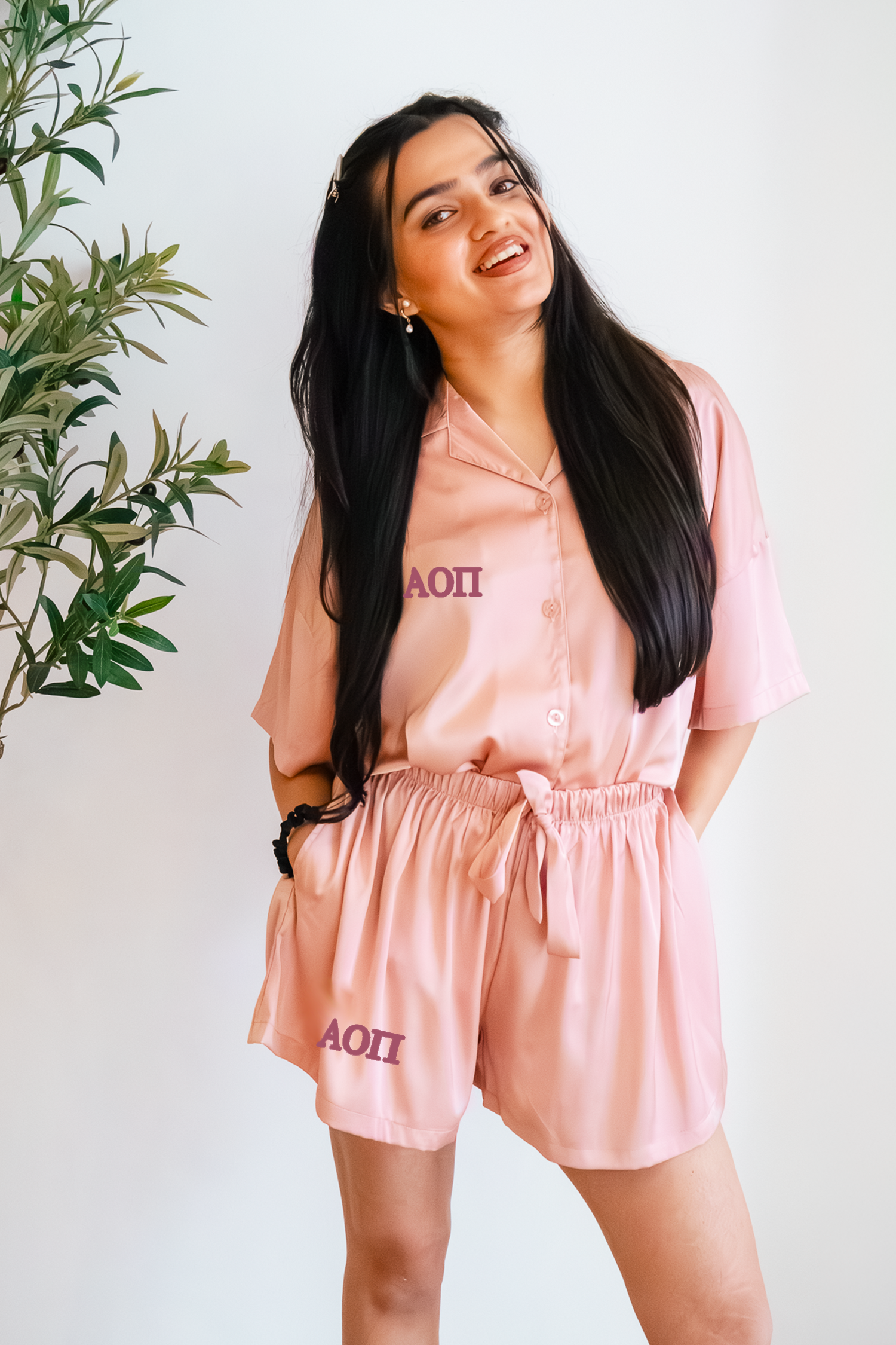Pink Flowy Sorority Pajamas - Alpha Omicron Pi