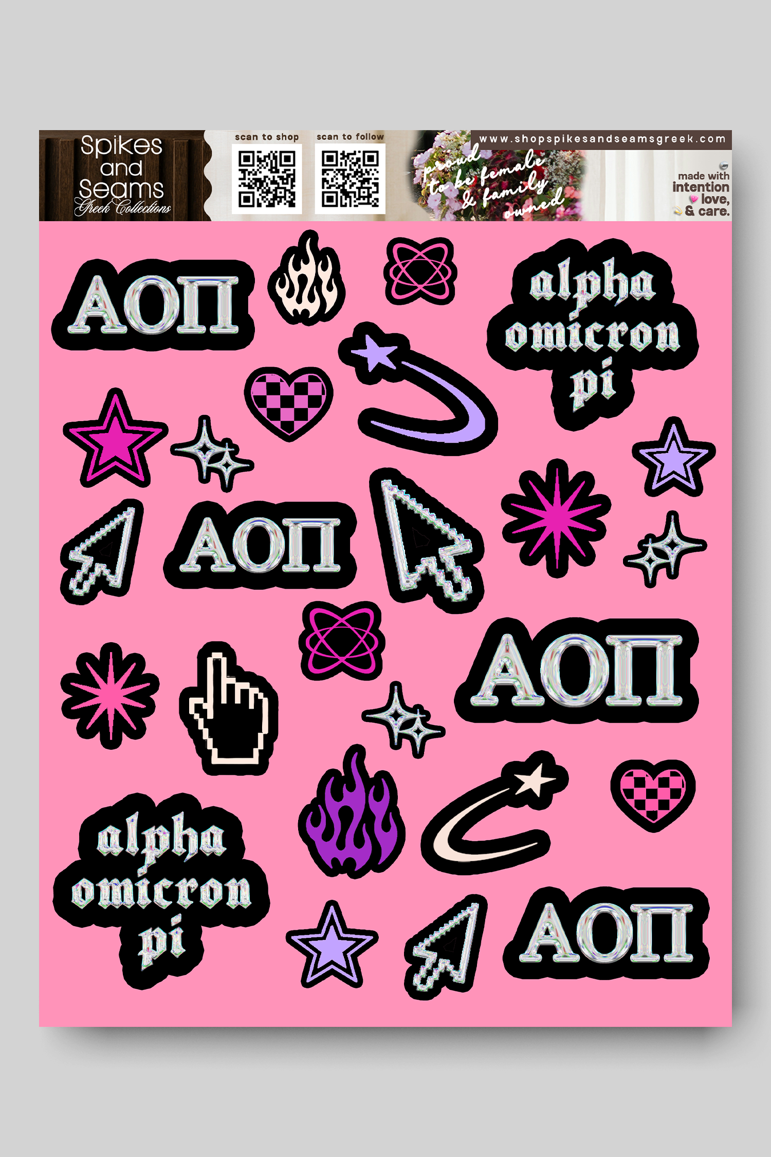 Sorority Sticker Sheet #24 - Alpha Omicron Pi