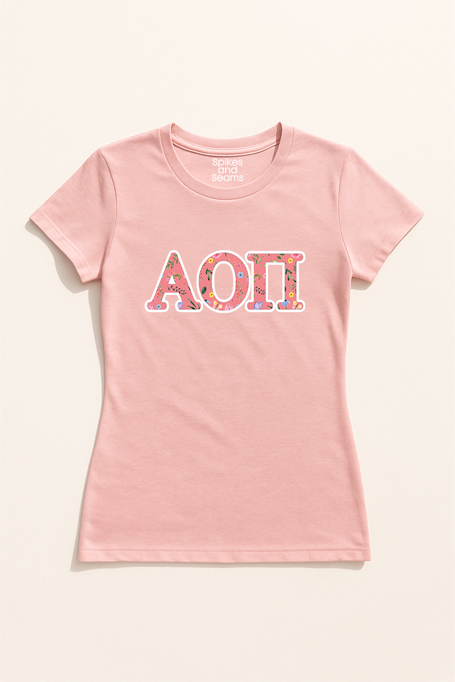 Floral Greek Letter Tee - Pink