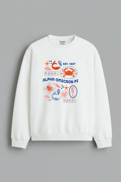 Sorority Ocean Crewneck - Alpha Omicron Pi - Spikes and Seams Greek