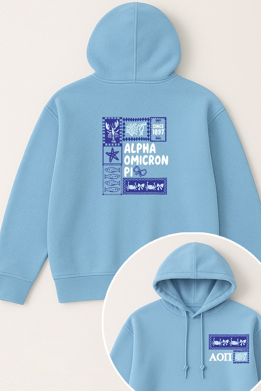 Blue Coquette Hoodie - Alpha Omicron Pi