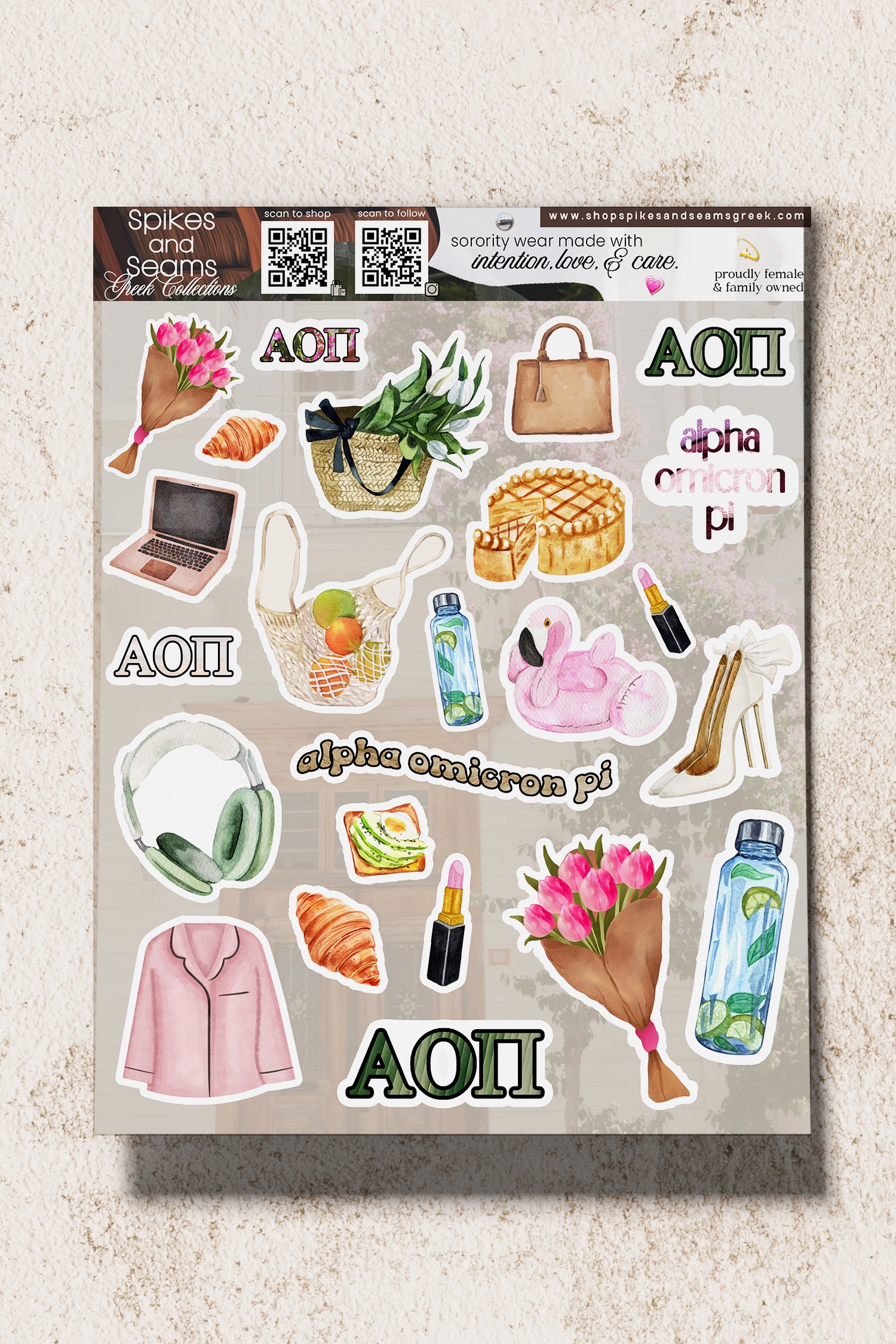 Sorority Sticker Set #22 - Alpha Omicron Pi