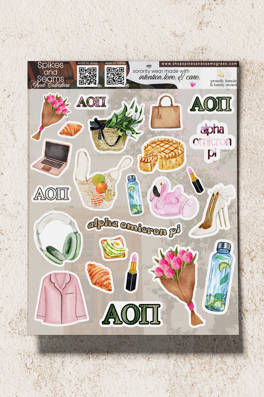 Sorority Sticker Set #22 - Alpha Omicron Pi