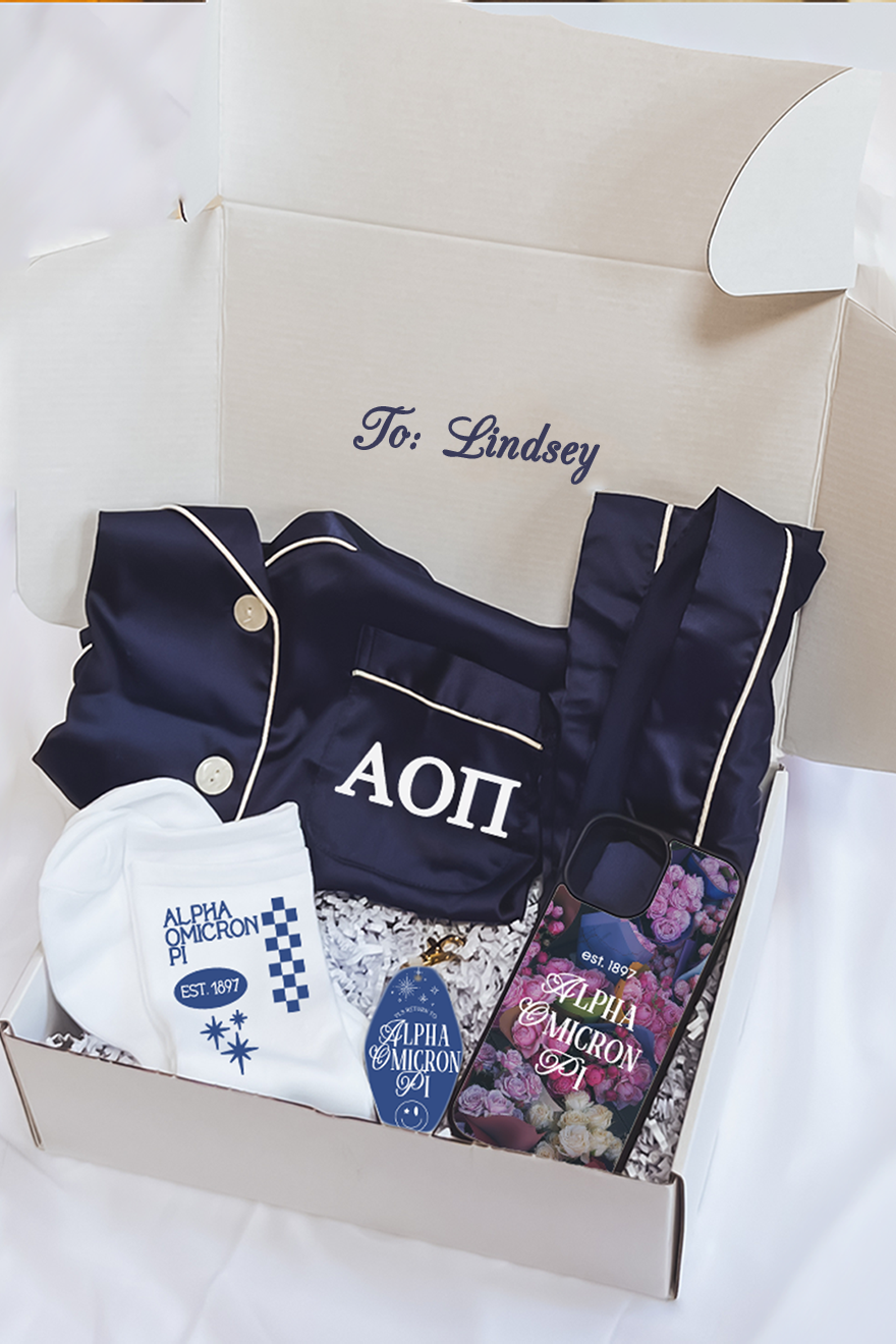 Navy Pajamas Gift Box - Alpha Omicron Pi