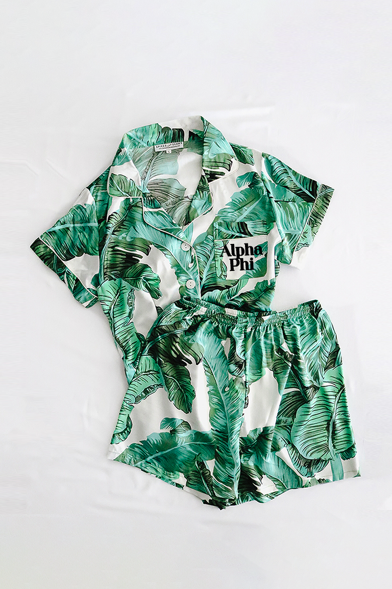 Block Font Banana Leaf pajamas - Alpha Phi