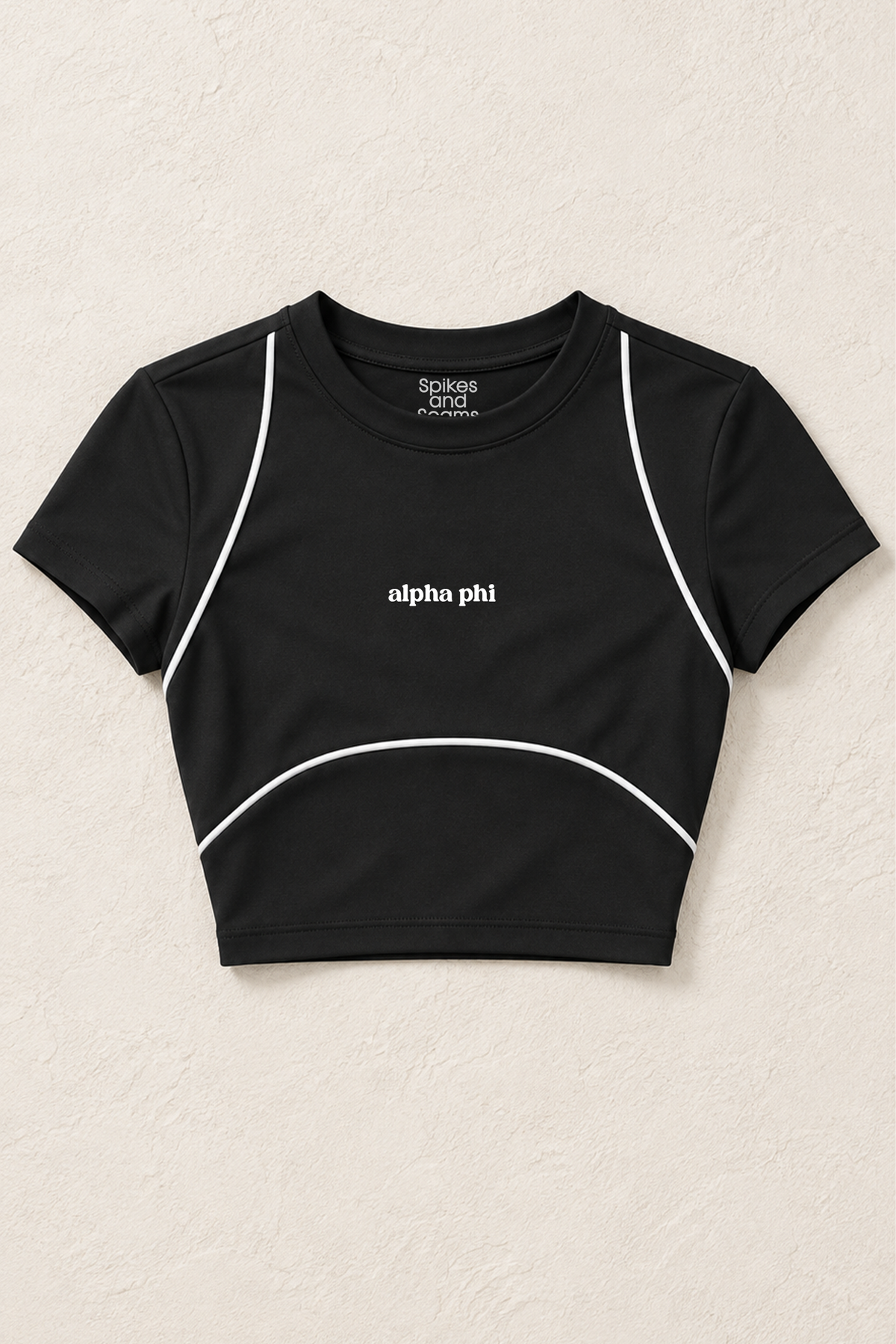 Sorority Black Crop Top with White Trim