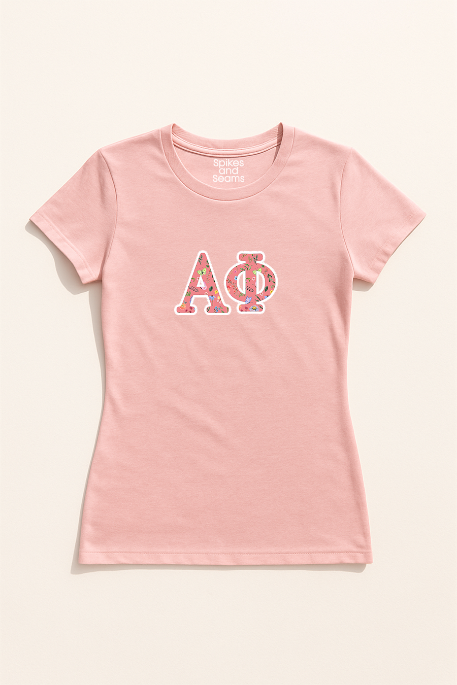 Floral Greek Letter Tee - Pink