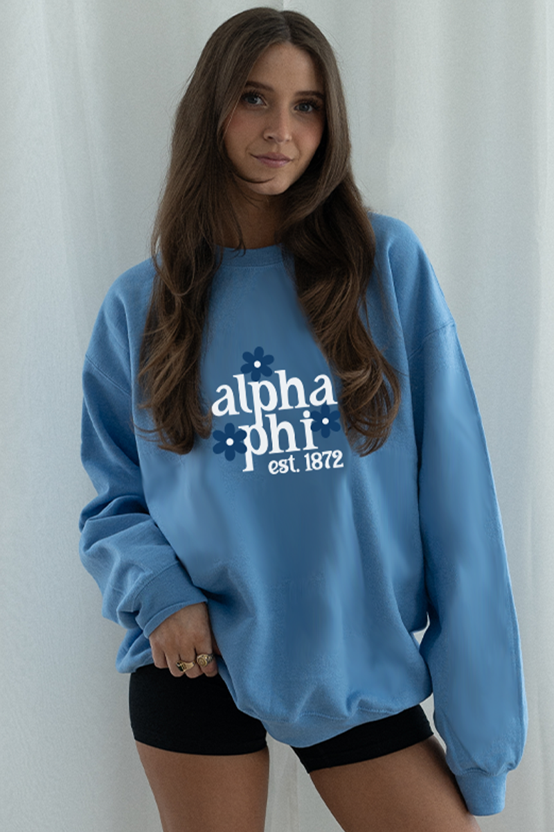 Blue Daisy Crewneck - Alpha Phi