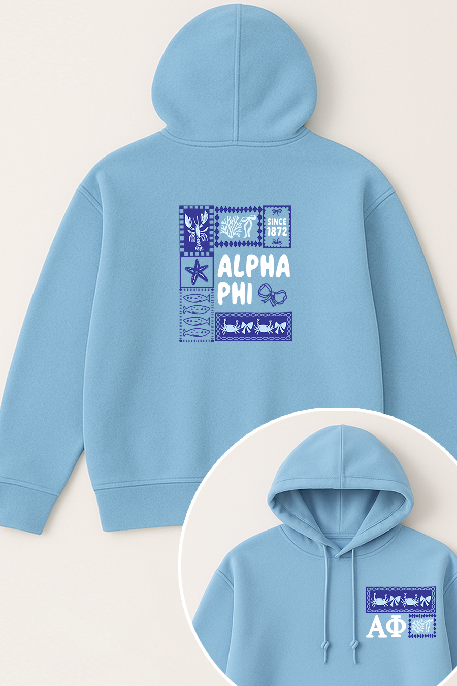 Blue Sorority Coquette Hoodie
