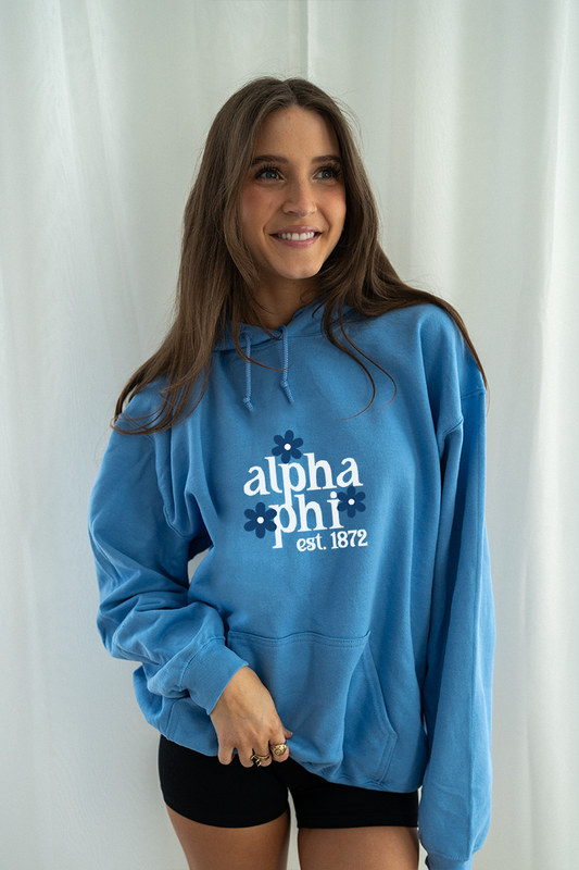 Blue Daisy Hoodie - Alpha Phi