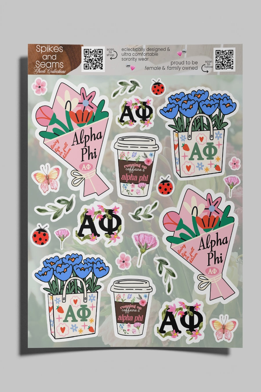 Flower Market Sorority Sticker Sheet #21 - Alpha Phi