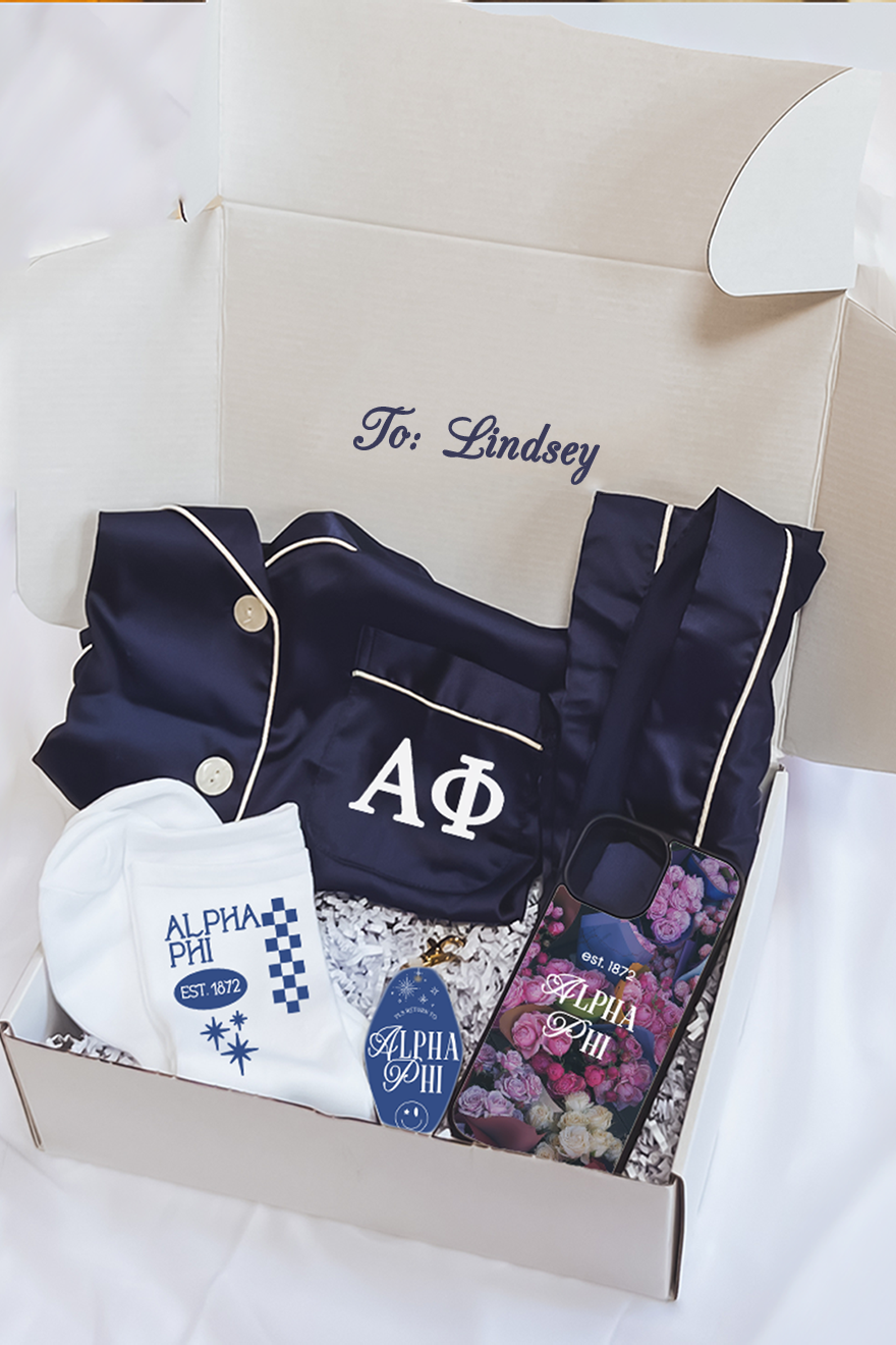 Navy Pajamas Gift Box - Alpha Phi