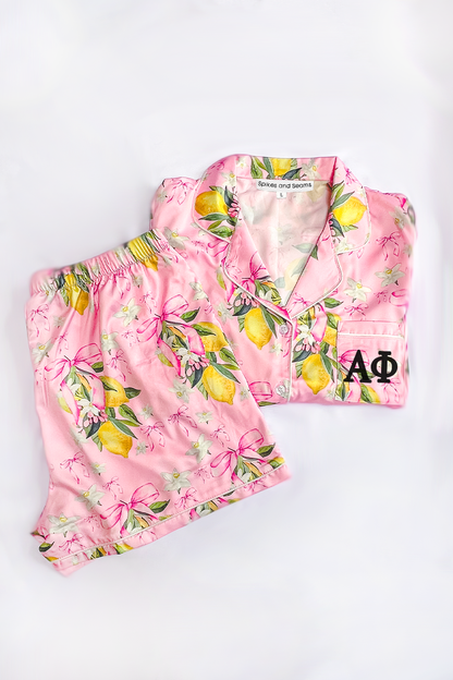 Citrine Coquette Greek Letter pajamas - Alpha Phi