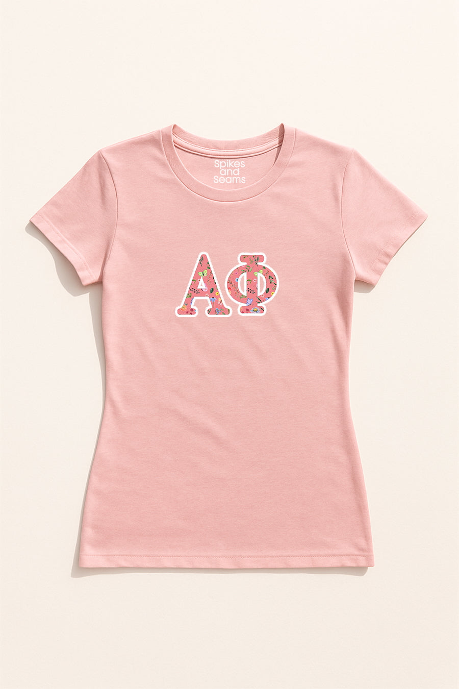 Pink Floral Greek Letter Tee - Alpha Phi
