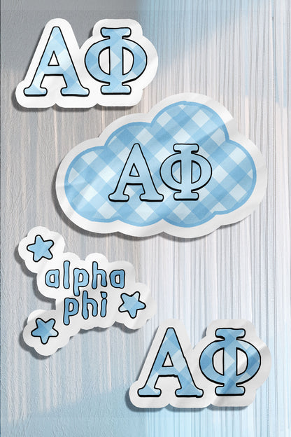 Blue Theme Waterproof Sorority Stickers