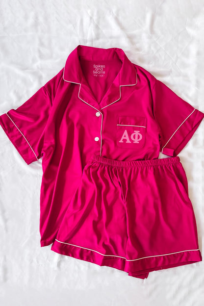 Pink Berry Pajamas with Pink Greek Letters - Alpha Phi