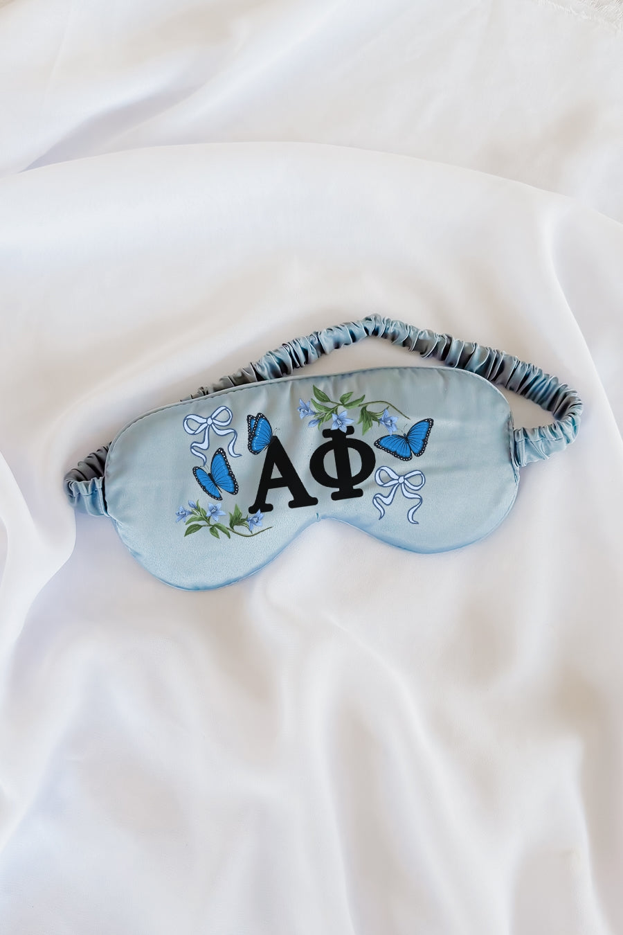 Light Blue Butterflies Sleep Mask - Alpha Phi