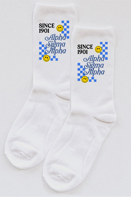 Blue Checkered socks - Alpha Sigma Alpha