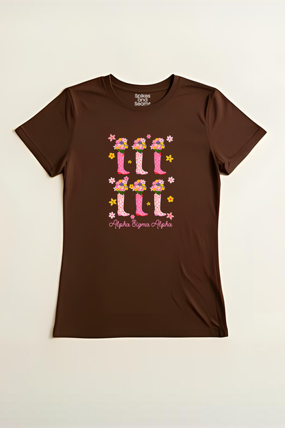 Brown Cowgirl Boots Tee - Alpha Sigma Alpha
