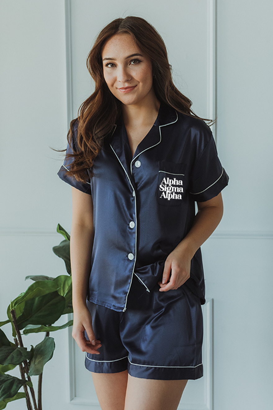 Navy Block font Pajamas - Alpha Sigma Alpha