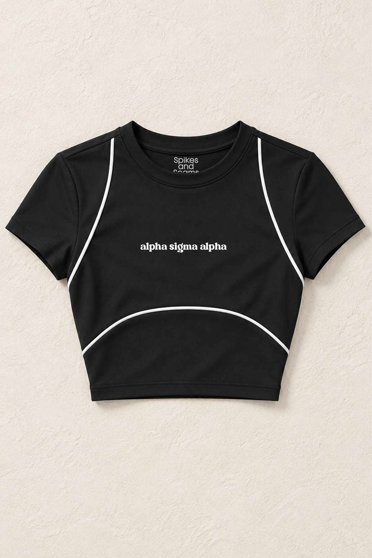 Sorority Black Crop Top with White Trim