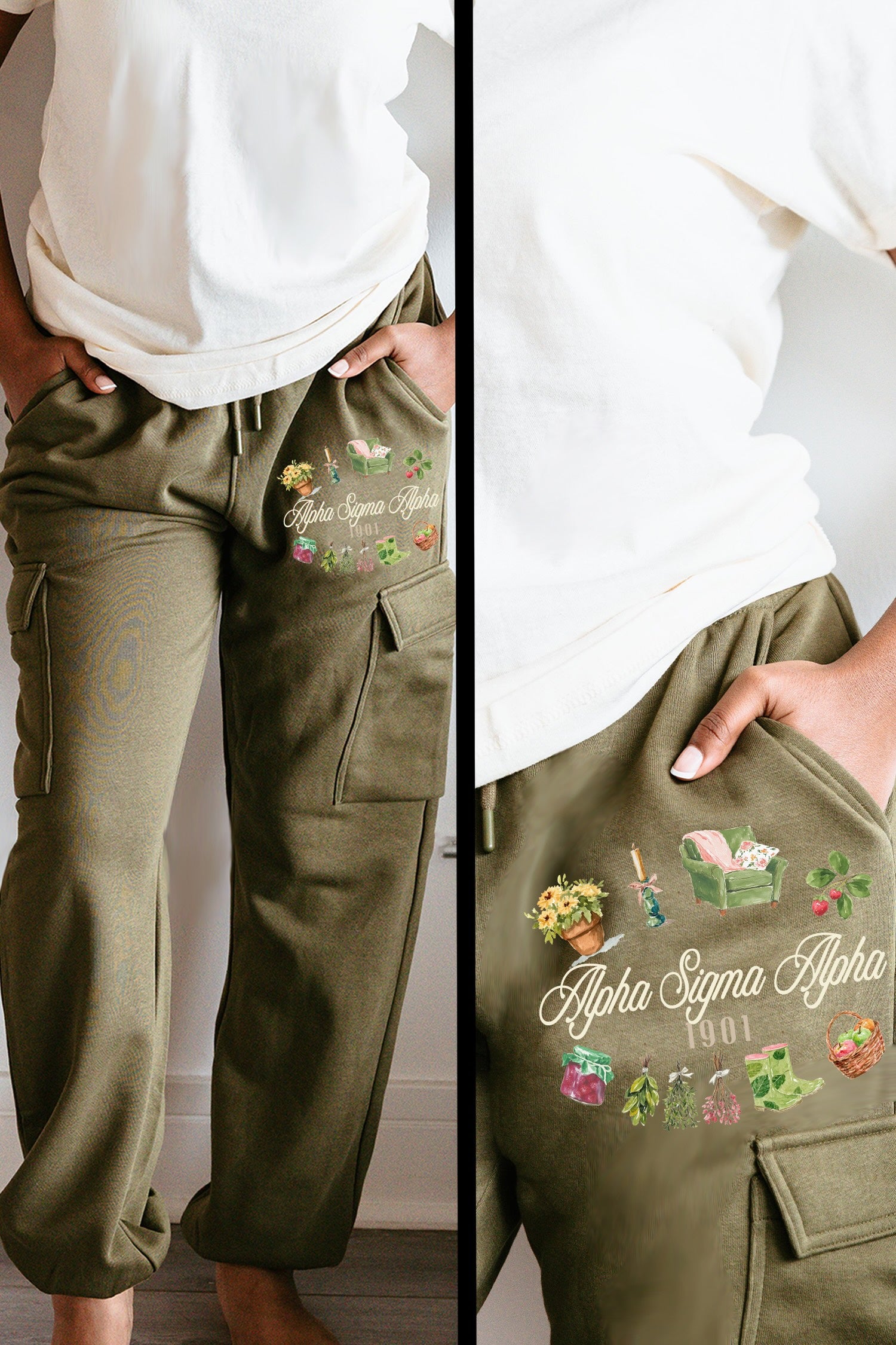 Cozy Cottage Cargo Joggers - Alpha Sigma Alpha