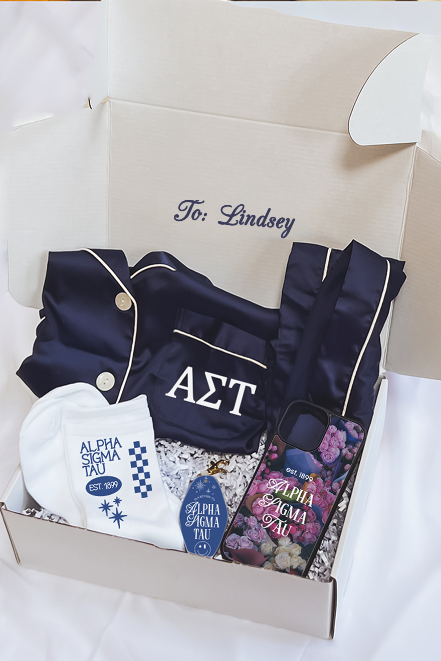 Navy Pajamas Gift Box - Alpha Sigma Tau