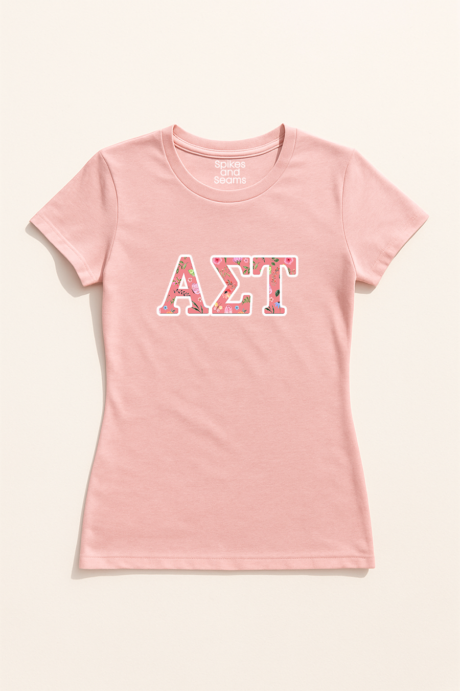 Floral Greek Letter Tee - Pink