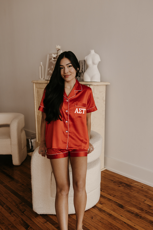 Orange Greek Letter Pajamas - Alpha Sigma Tau