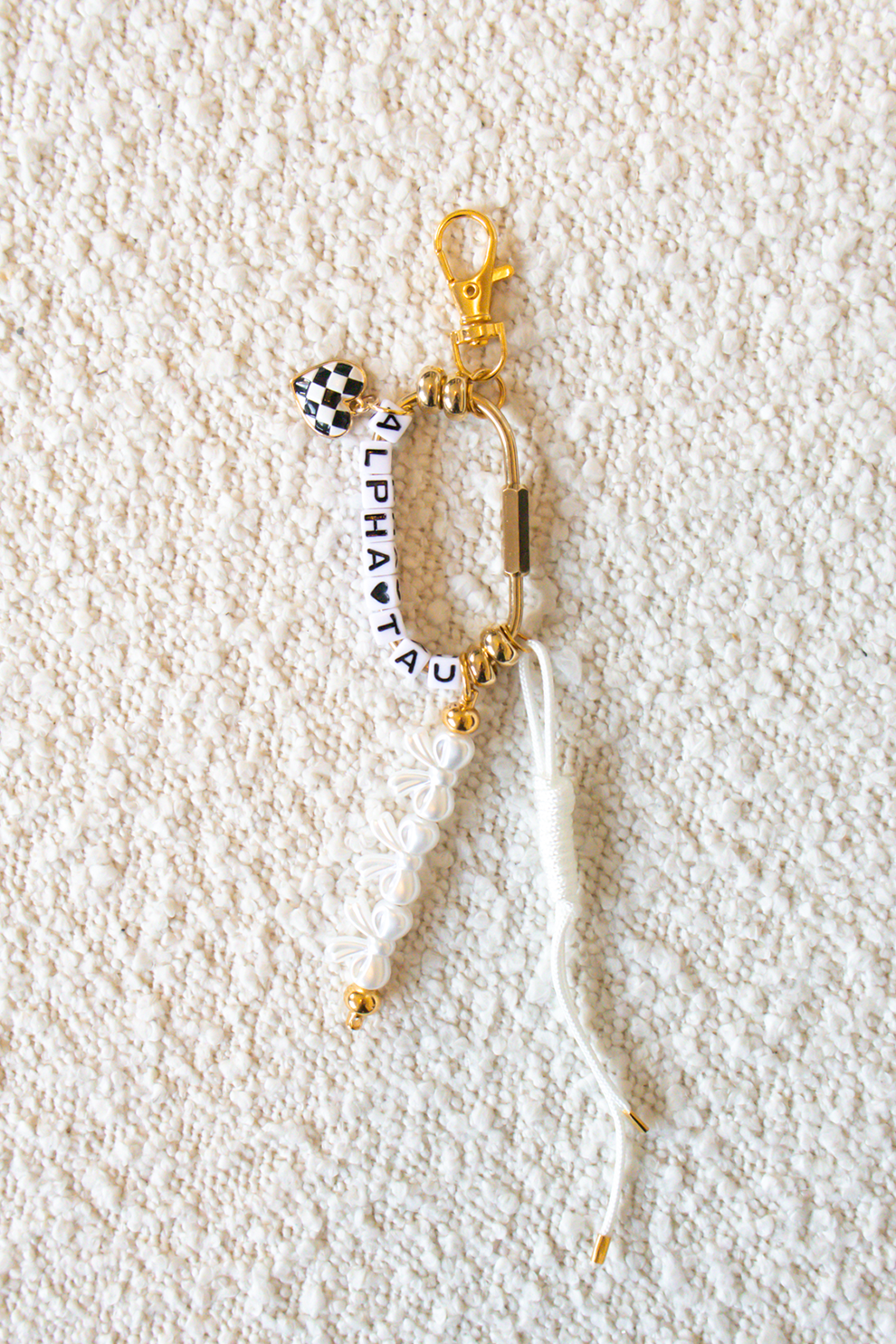 Gold Sorority Keychain Bag Charm - Alpha Sigma Tau