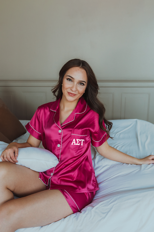Pink Berry Greek Letter Pajamas - Alpha Sigma Tau