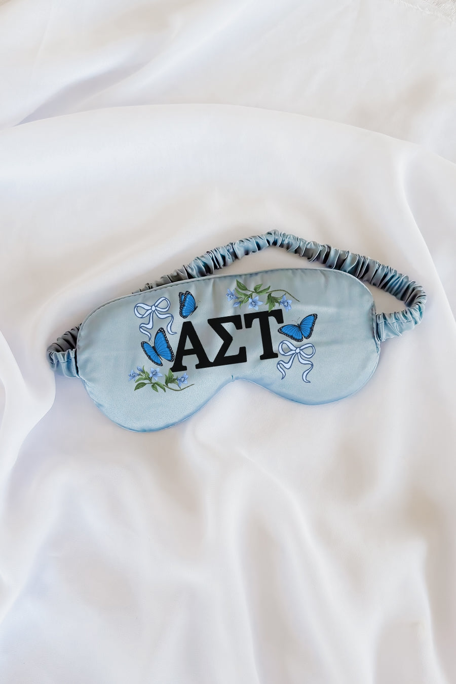 Light Blue Butterflies Sleep Mask - Alpha Sigma Tau