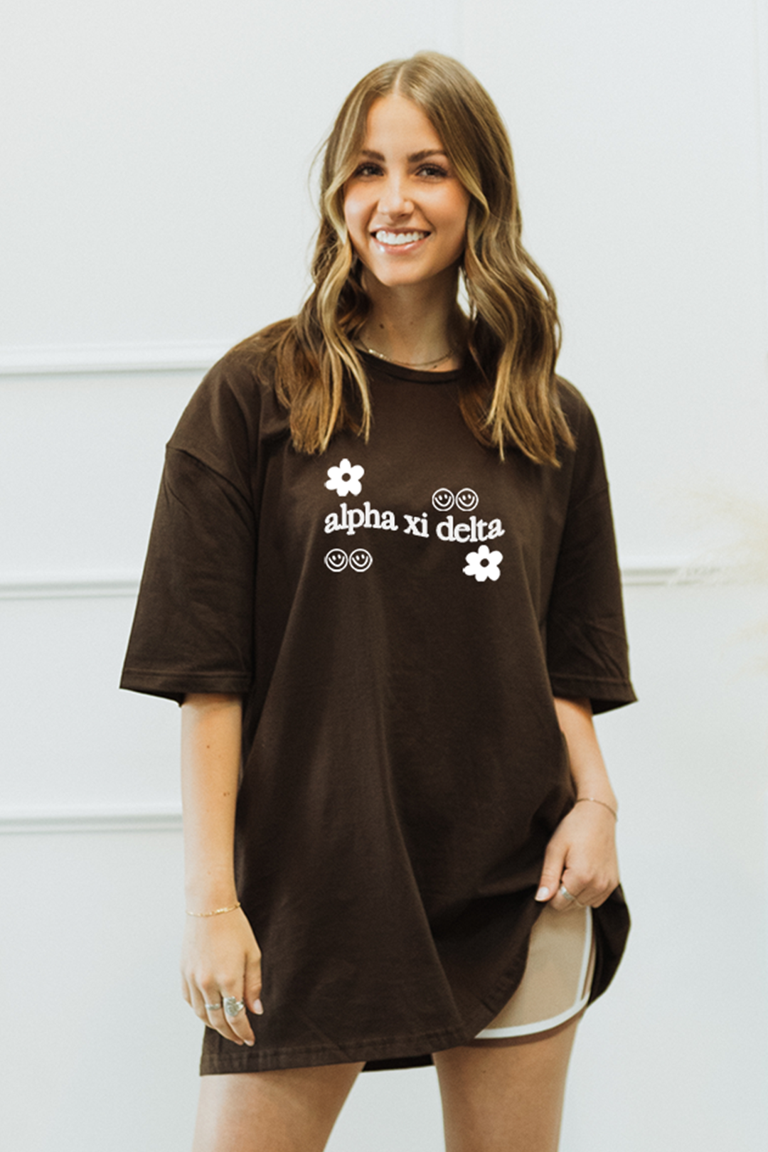 Brown Wavy tee - Alpha Xi Delta