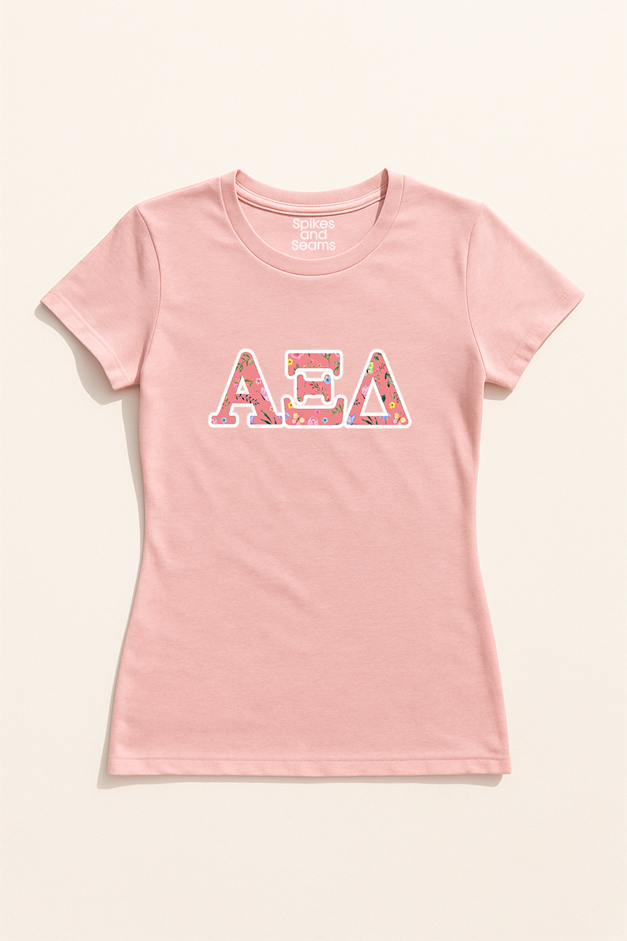 Floral Greek Letter Tee - Pink
