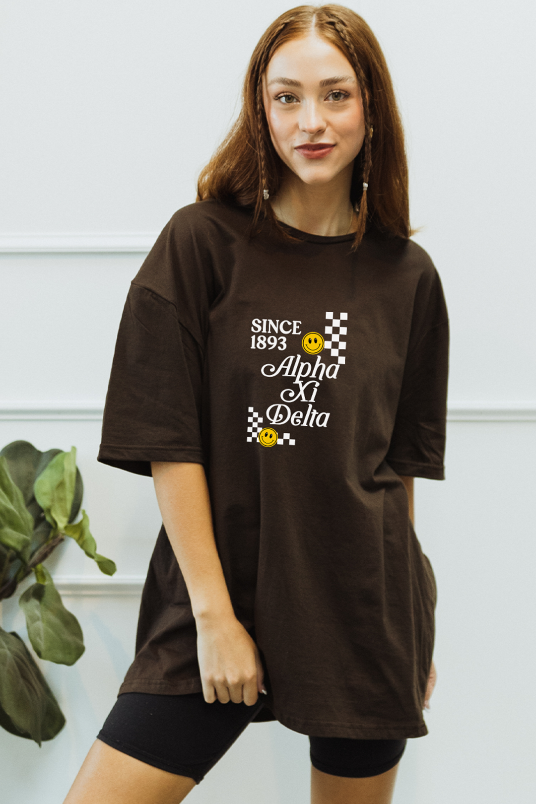 Dark Chocolate Checkered tee - Alpha Xi Delta