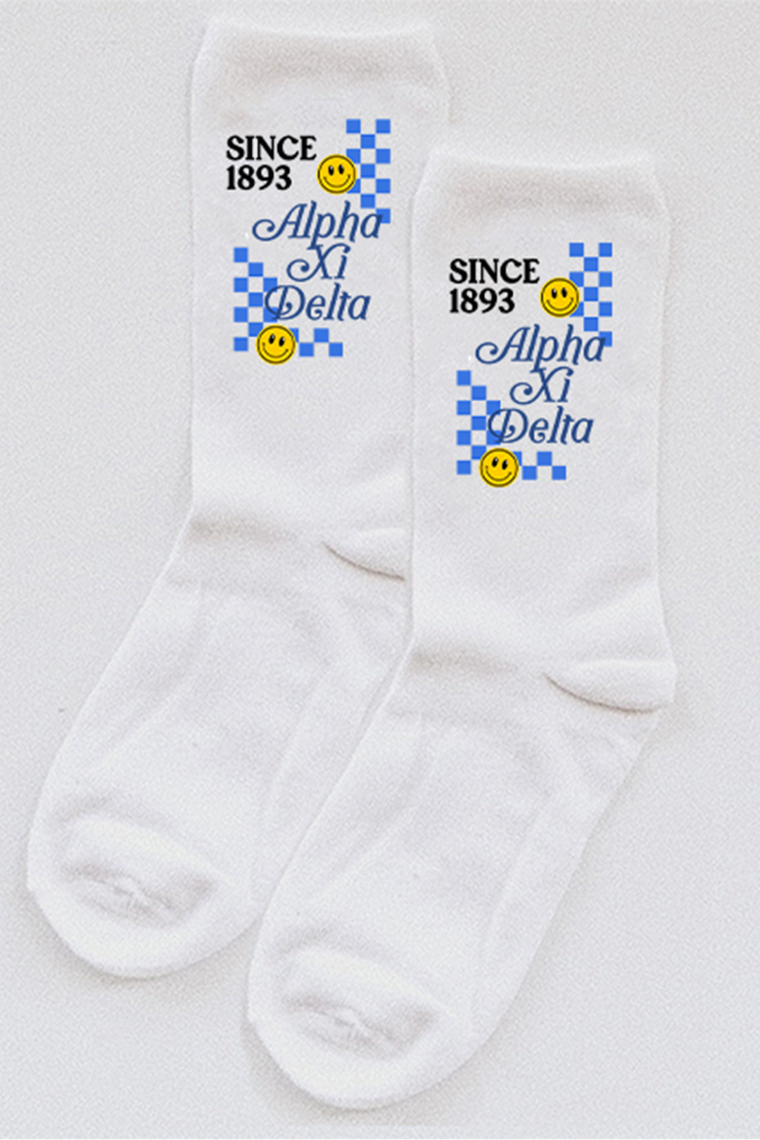 Blue Checkered socks - Alpha Xi Delta