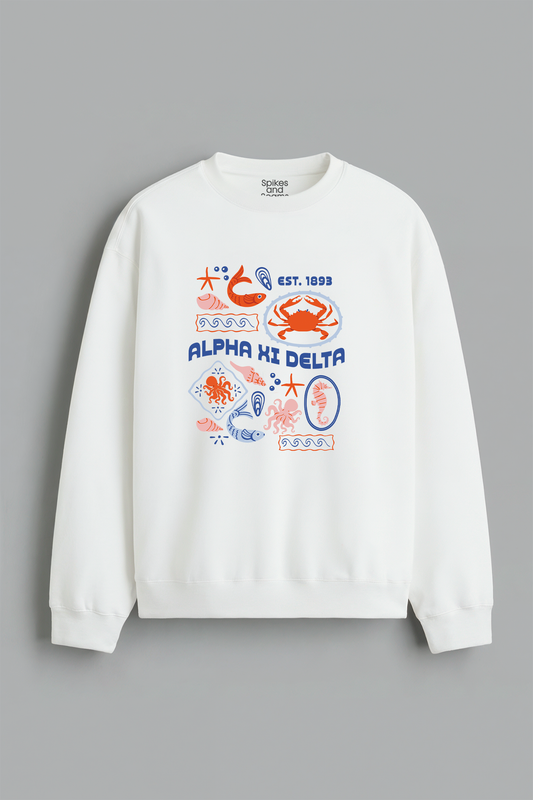 Sorority Ocean Crewneck - Alpha Xi Delta - Spikes and Seams Greek
