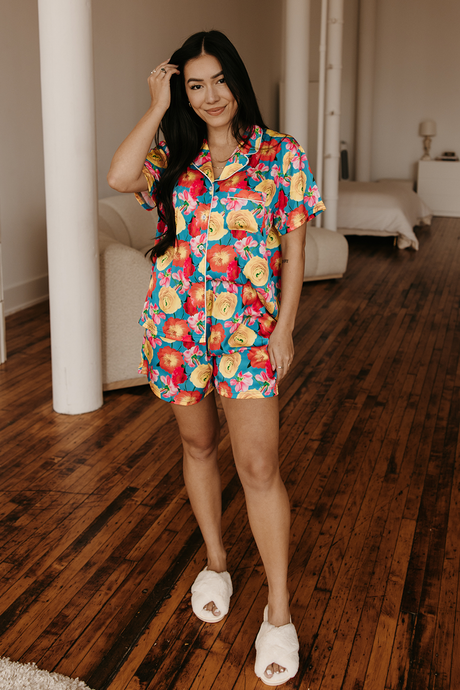 Greek Pyjamas Greek Letter Blue Floral Pajamas - Sigma Delta Tau – Spikes and Seams Greek