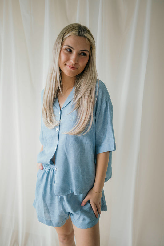 Blue Linen Matching Set - Kappa Delta