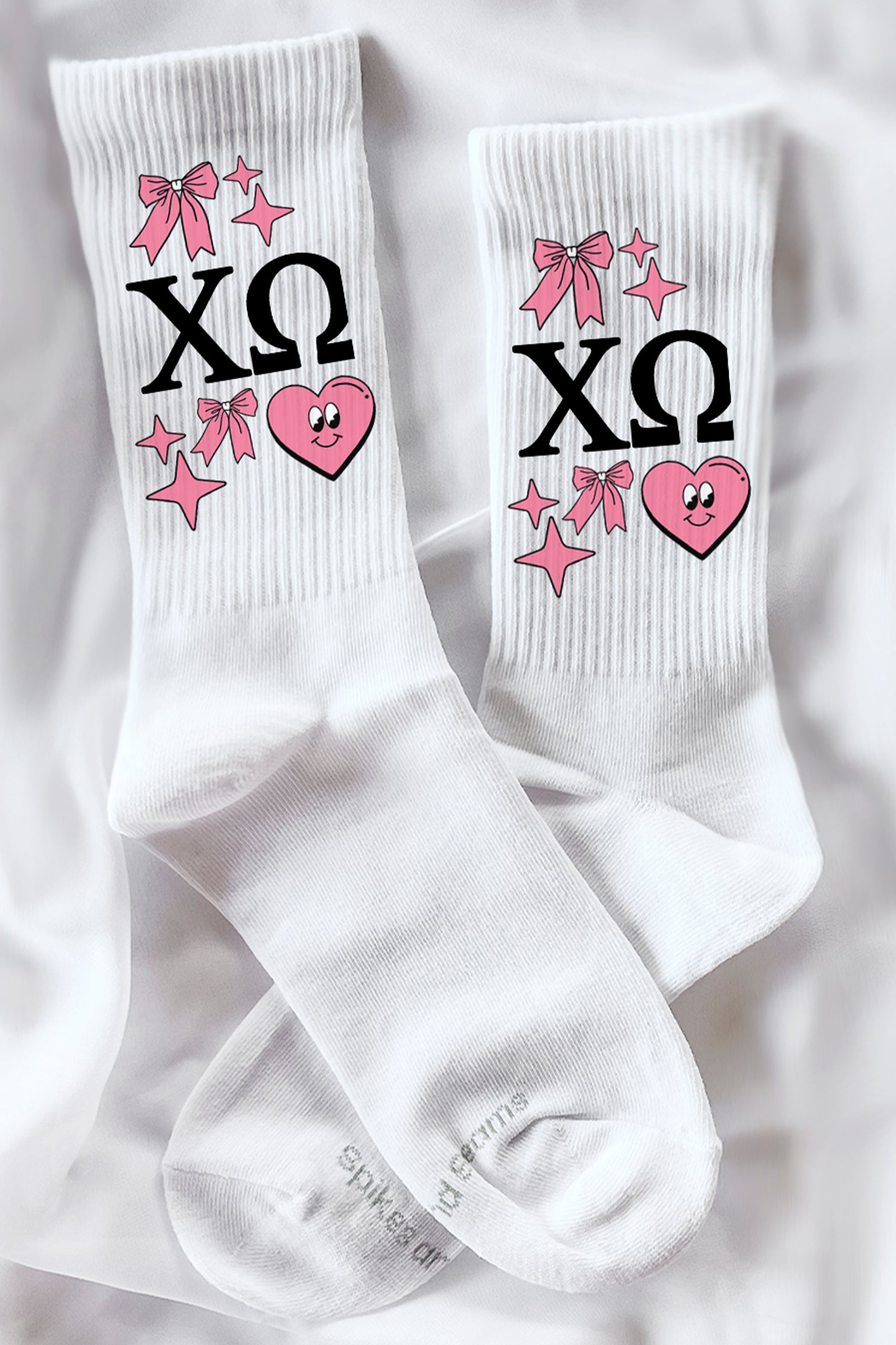 Cartoon Heart Greek Letter Socks - Chi Omega